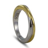 New Bling 9NB-0850-54 Zilveren Ring - Dames - Bicolor - 2 Kleuren - Maat 54 - Zilver - Rhodium - Gold Plated (Verguld/Goud op Zilver)