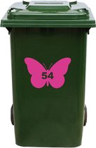 Kliko Sticker / Vuilnisbak Sticker - Vlinder - Nummer 54 - 14x21 - Roze