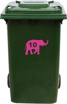 Kliko Sticker / Vuilnisbak Sticker - Olifant - Nummer 10 - 14x23 - Roze