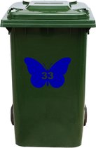 Kliko Sticker / Vuilnisbak Sticker - Vlinder - Nummer 33 - 14x21 - Blauw