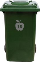 Autocollant Kliko / Autocollant poubelle - Pomme - Numéro 10 - 16,5x20 - Anthracite