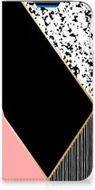 Bookcase Hoesje iPhone 14 Pro Max Smart Cover Black Pink Shapes