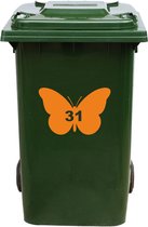Kliko Sticker / Vuilnisbak Sticker - Vlinder - Nummer 31 - 14x21 - Oranje