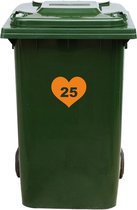 Kliko Sticker / Vuilnisbak Sticker - Hart - Nummer 25 - 18,5x16,5 - Oranje