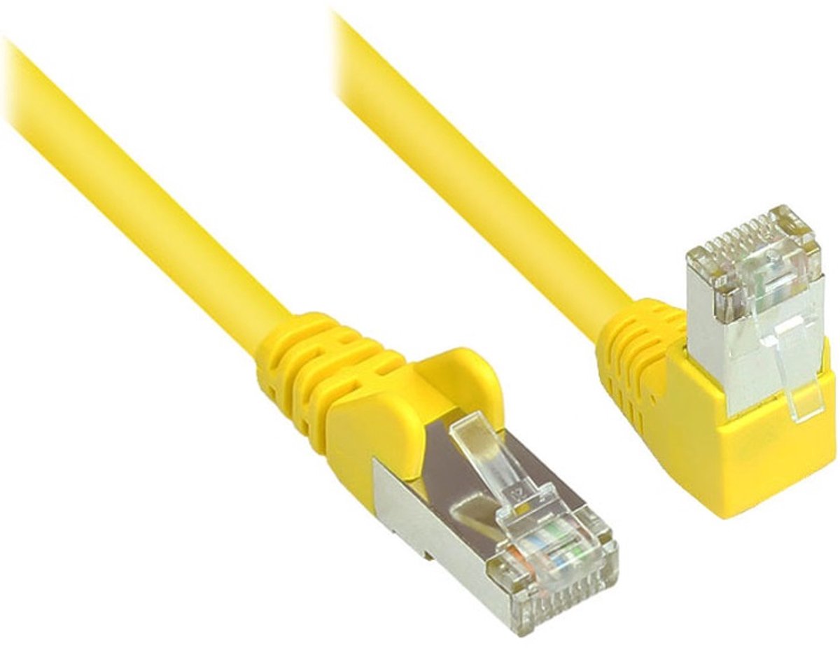 S/FTP CAT6 Gigabit netwerkkabel haaks/recht / geel - 0,25 meter