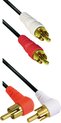 Eenvoudige vergulde tulp stereo 2RCA kabel met aan een zijde haakse connectoren - 1,5 meter