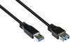 USB naar USB verlengkabel - USB3.0 - tot 0,9A / zwart - 3 meter