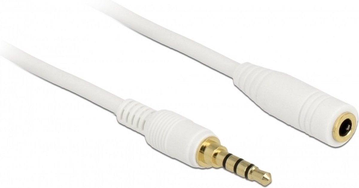 Image of 3,5mm Jack 4-polig audio/video slim verlengkabel met extra ruimte AWG24 / wit - 0,50 meter