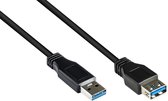 USB naar USB verlengkabel - USB3.0 - tot 0,9A / zwart - 5 meter