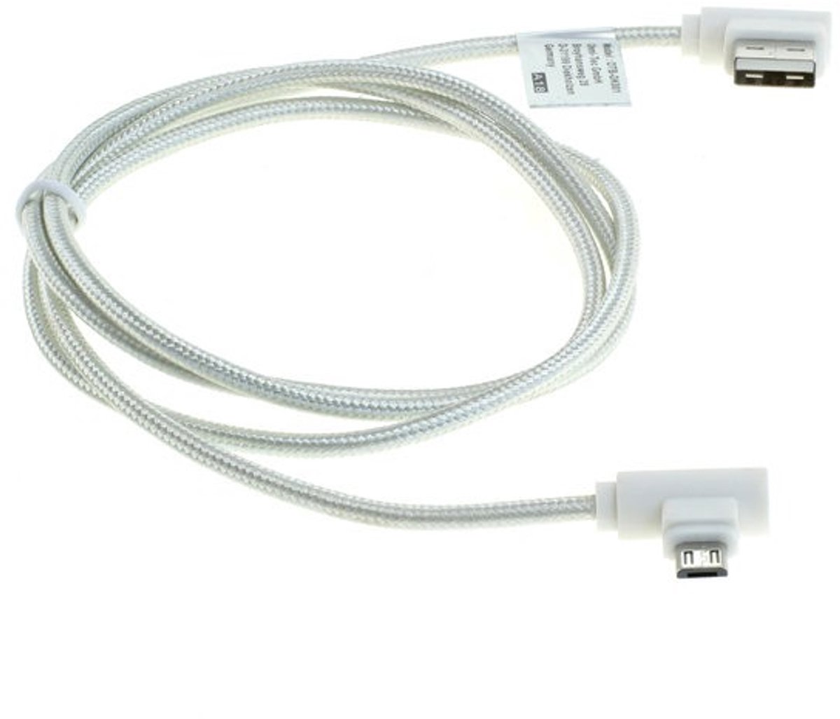 USB Micro B haaks naar USB-A haaks kabel - USB2.0 - tot 1A / wit - 1 meter