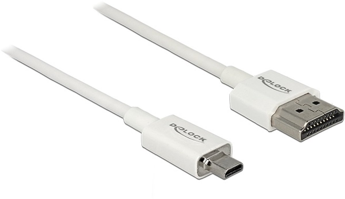 Dunne Premium Micro HDMI - HDMI kabel - versie 2.0 (4K 60Hz) / wit - 0,50 meter