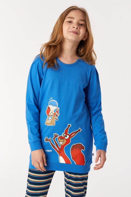 Woody Meisjes-Dames Pyjama blauw - maat 098/3J