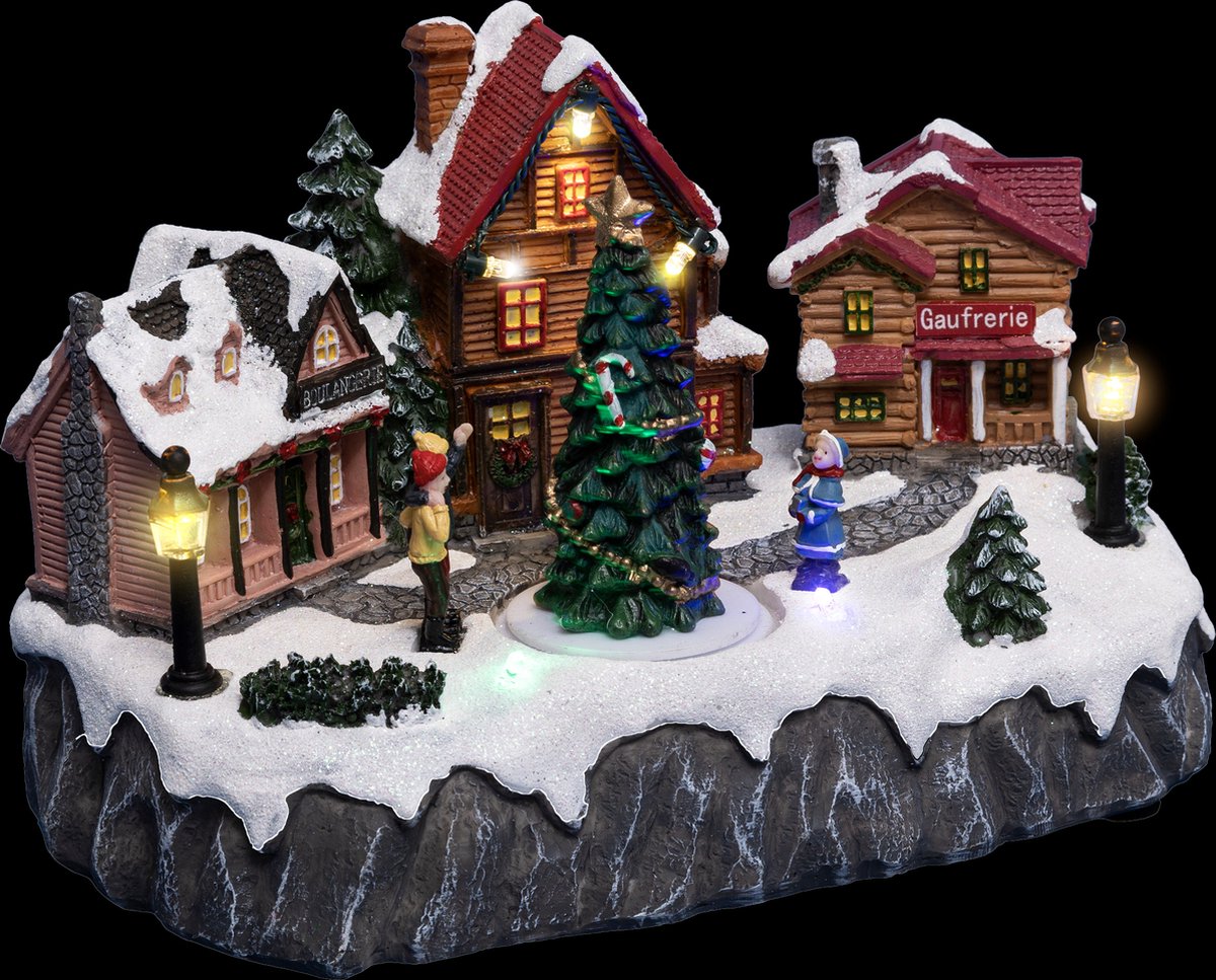 Fééric Lights and Christmas Kerstdorp - Kersthuisje met verlichting - 7 LED - Op batterijen