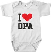 Rompertje Opa en Oma - I love Opa - Romper Wit - Maat 56 - zwangerschap aankondiging opa oma - aankondiging opa en oma