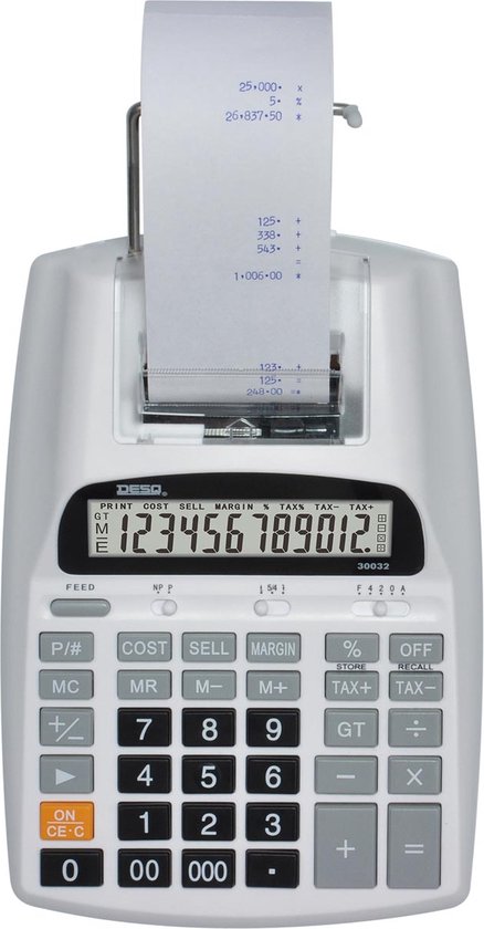 Calculatrice DESQ® avec rouleau de comptage, impression 2 couleurs, T.V.A.
