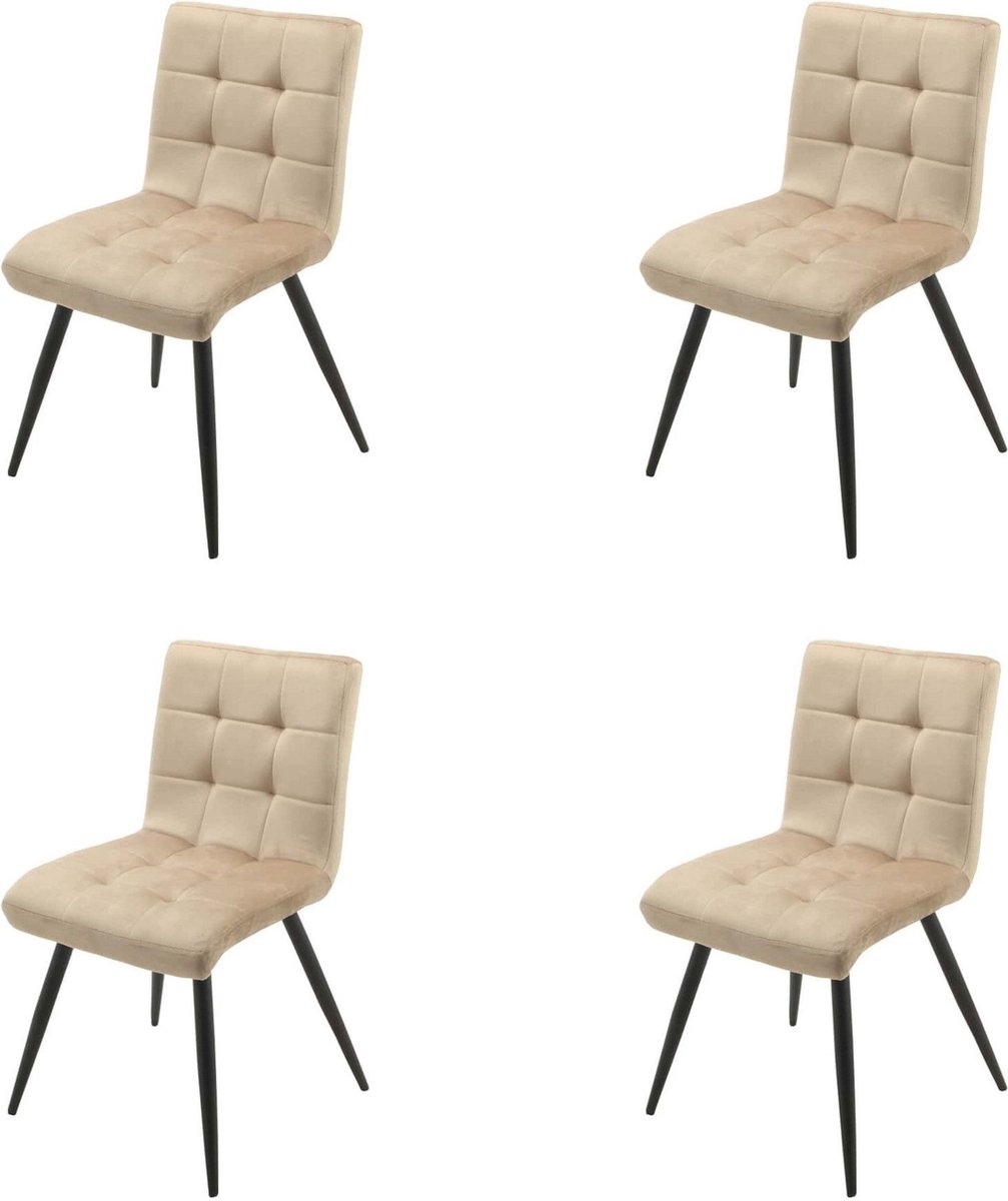 Set van 4 eetkamerstoelen TUSCOLA Stof Beige