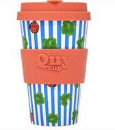 Quy Cup 400ml Ecologische Reis Beker - "Lucky" - BPA Vrij - Gemaakt van Gerecyclede Pet Flessen met Rode Siliconen deksel