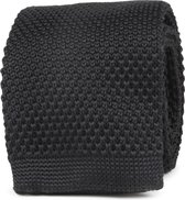 Suitable - Knitted Stropdas Zwart TK-08 - Luxe heren das van 100% Polyester - Effen