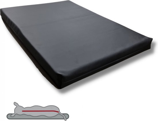 Topmast Support Plus – Orthopedisch Hondenkussen – 80 x 55 cm – Hondenbed – Zwart – Hondensofa – Hondenmand – Leatherlook Hondenmatras