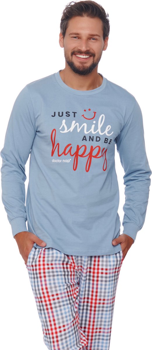 Doctor Nap Katoenen Familie Pyjama Heren Volwassenen | Lange Mouw Lange Broek | Kerst Winter Matching Gezin Pyama | Happy Smile Flow PMB.4531 L