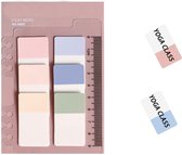 Film Index tab Memoblokken - 44 x 11 mm - 6 x Morandi Kleur / transparant op flexibele liniaal met millimeter aanduidingt -