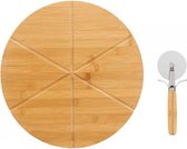 Bamboe houten pizza serveerplank 30cm Serveerplanken/snijplanken - Pizza snijplank - Pizzabord