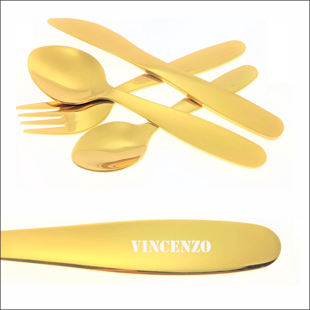 Goedkoopste Kinderbestek Met Naam Gravering - Vincenzo