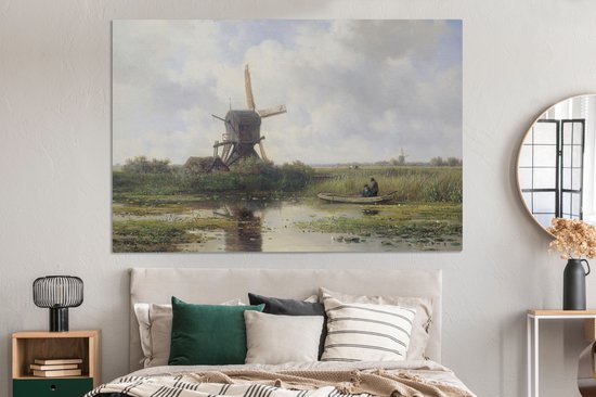 Toile - Peinture Moulin à vent - Willem Roelofs - Maîtres anciens - Art - 180x120 cm - Décoration murale - Salon