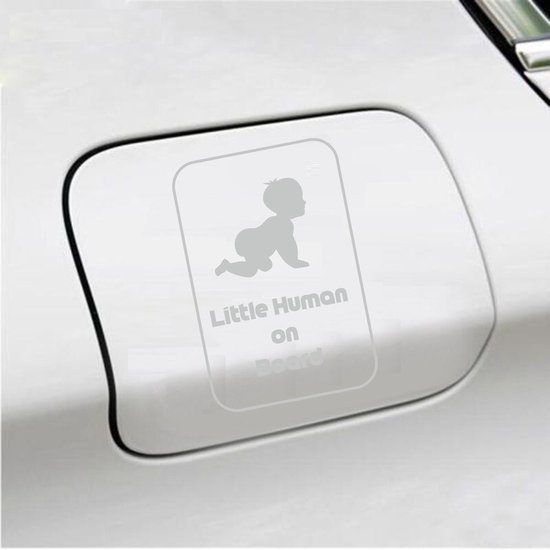 Bumpersticker - Little Human On Board - 15 X 10 - Grijs clair