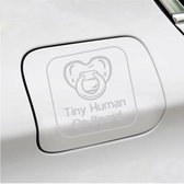 Autocollant pour pare-chocs - Tiny humain à bord - 14 X 14 - Grijs clair