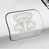 Bumpersticker - Gamers Never Sleep - 12,4 X 11,4 - Zilver