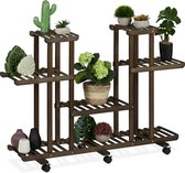 Relaxdays plantenrek bamboe - bruin - binnen - planten etagere - bloemenrek - 6 planken