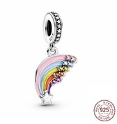 Fler® | 925 Sterling Zilver Bedel | Regenboog | Past op populaire bedel armbanden | armbandbedel | Bedels Charms Beads