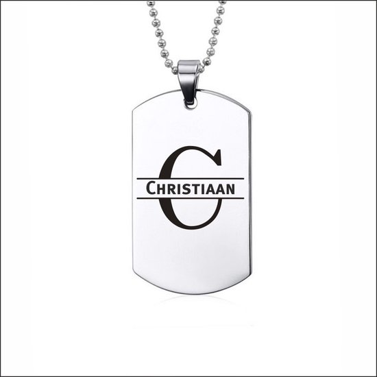 Collier en acier inoxydable avec nom - Christiaan