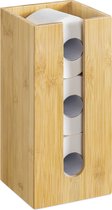 Navaris smalle bamboe toiletrol opslag - Vrijstaande toiletpapier tissue houder toren voor badkamer - Opslag voor 3 toiletrollen