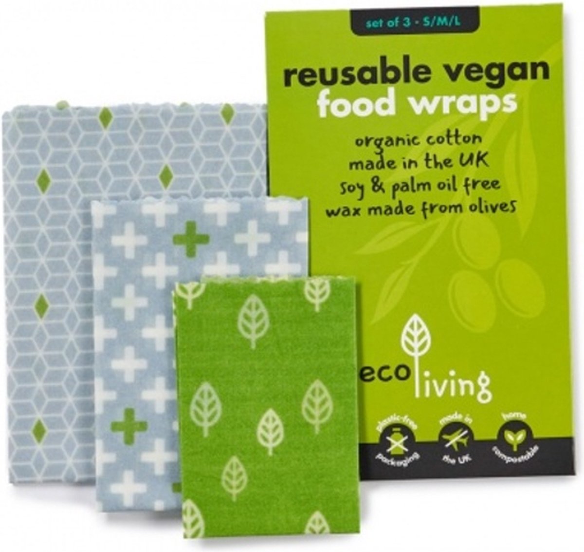 Ecoliving Food Wraps - Herbruikbaar - Vegan Food Wraps - Set van 3
