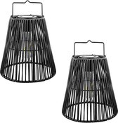 Lampe à suspension Solar / lampe de table extérieure ' Firenze' avec lampe LED à filament - Lot de 2 pièces à prix réduit - Lampe d'extérieur noire à énergie solaire