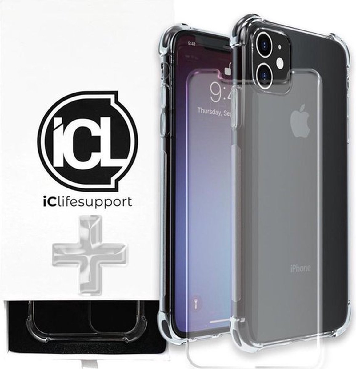 iPhone 14 pro hoesje siliconen transparant case iPhone 14 pro screenprotector screen protector glas bescherming