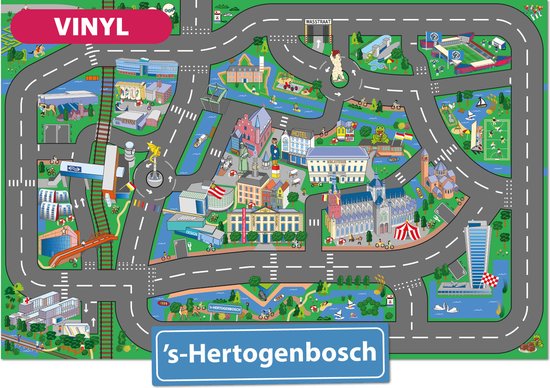Kindertapijt, straat in de stad, 130 x 200 cm, speeltapijt met