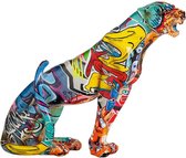 Jachtluipaard graffiti beeld in polyresin - decoratie beeldje in graffiti motief - Street Art - 28.5 cm hoog
