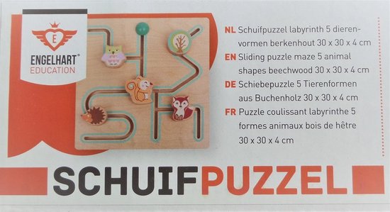 Playwood - houten schuifpuzzel dieren - labyrint - 30x30 cm van PlayWood — afbeelding 2