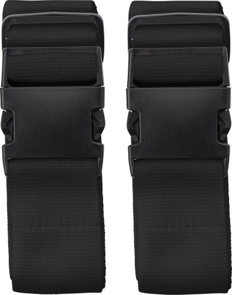 2x stuks Cadebo Kofferriemen 180cm - Verstelbaar - Geschikt voor iedere koffer - Zwart