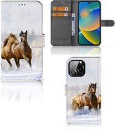 GSM Hoesje iPhone 14 Pro Max Wallet Book Case Paarden