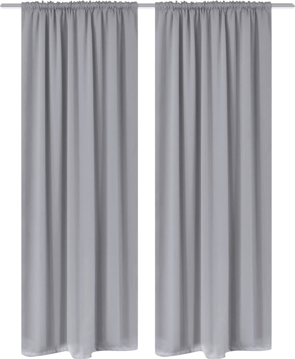Decoways - Gordijnen met gleuven 135 x 245 cm grijs 2 stuks