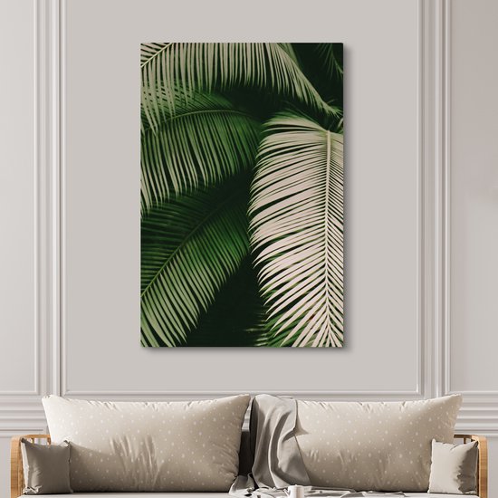 Tableau sur toile Feuilles de palmier - Été - Tropical - 120x180 cm - Décoration murale XXL