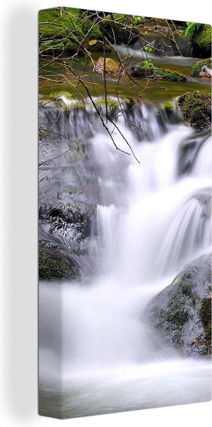 Canvas Schilderij Water - Natuur - Waterval - 20x40 cm - Wanddecoratie