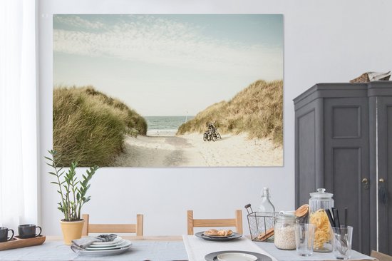 Toile Peinture Plage - Dune - Ciel - 150x100 cm - Décoration murale