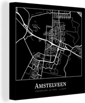 Canvas Schilderij Amstelveen - Stadskaart - Kaart - Plattegrond - 50x50 cm - Wanddecoratie