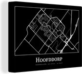 Canvas Schilderij Plattegrond - Hoofddorp - Kaart - Stadskaart - 80x60 cm - Wanddecoratie