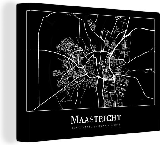Peinture sur toile Carte - Carte - Maastricht - Plan de la ville - 40x30 cm - Décoration murale